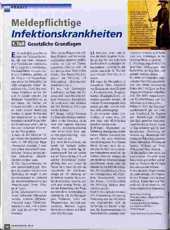Vorschauseite 1: Medlepflichtige Infektionskrankheiten 1. Teil Gesetzliche Grundlagen