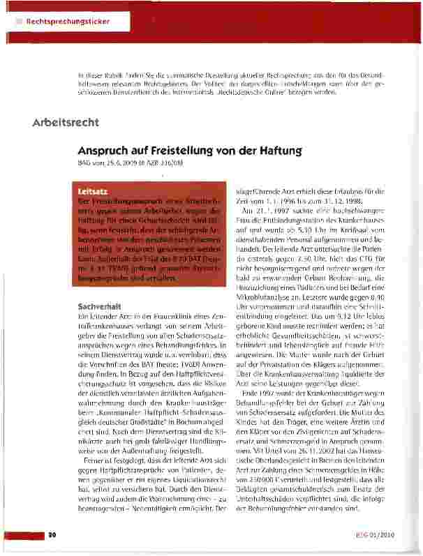 Vorschauseite 1: Anspruch auf Freistellung von der Haftung