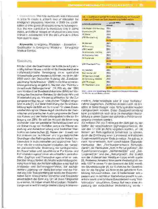 Vorschauseite 2: Einführung der Zusatzbezeichnung Notfallmedizin