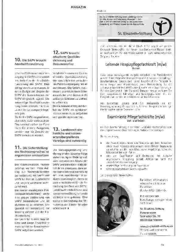 Vorschauseite 4: 13 Thesen zur Weiterentwicklung der spezialisierten ambulanten Palliativversorgung