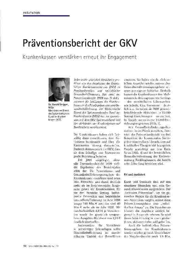 Vorschauseite 1: Präventionsbericht der GKV