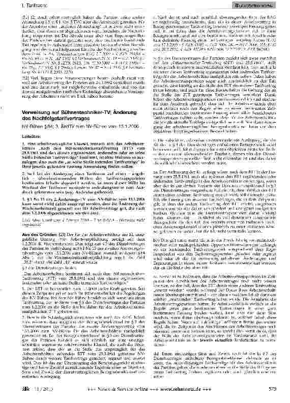 Vorschauseite 5: Anwendung des TV-L i. d. F. für die neuen oder für die alten Bundesländer - Tariflücke - regelmäßige wöchentliche Arbeitszeit