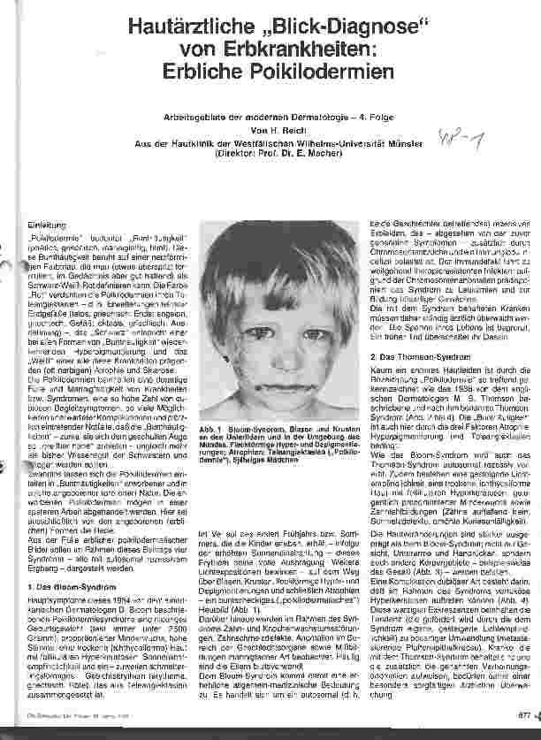 Vorschauseite 1: Hautärztliche Blick-Diagnose von Erbkrankheiten: Erbliche Poikilodermien - 4. Folge