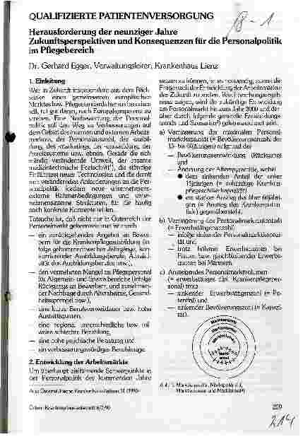 Vorschauseite 1: Qualifizierte Patientenversorgung Herausforderung der neunziger Jahre, Zukunftsperspektiven ....