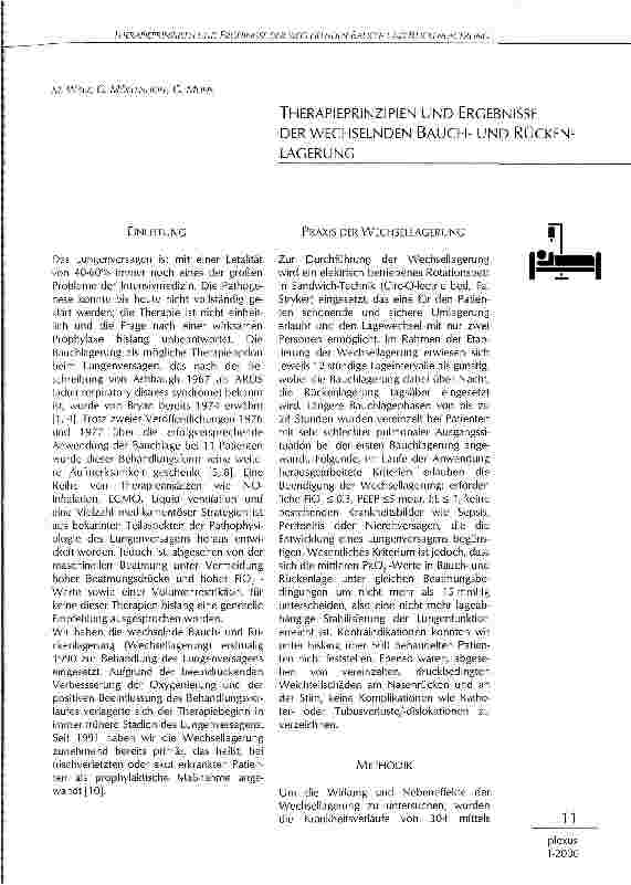 Vorschauseite 1: Therapieprinzipien und Ergebnisse der wechselnden Bauchund Rückenlagerung