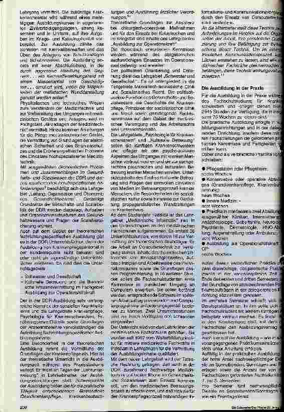Vorschauseite 4: Krankenpflege in der DDR 3. Folge: Das medizinische Fachschulstudium