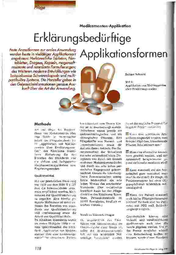 Vorschauseite 1: Erklärungsbedürftige Applikationsformen Teuk 6: Applikation von Medikamenten über Ernährungssonden