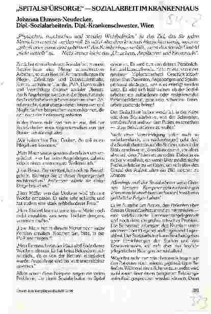 Vorschauseite 1: Spitalfürsorge - Sozialarbeit im Krankenhaus