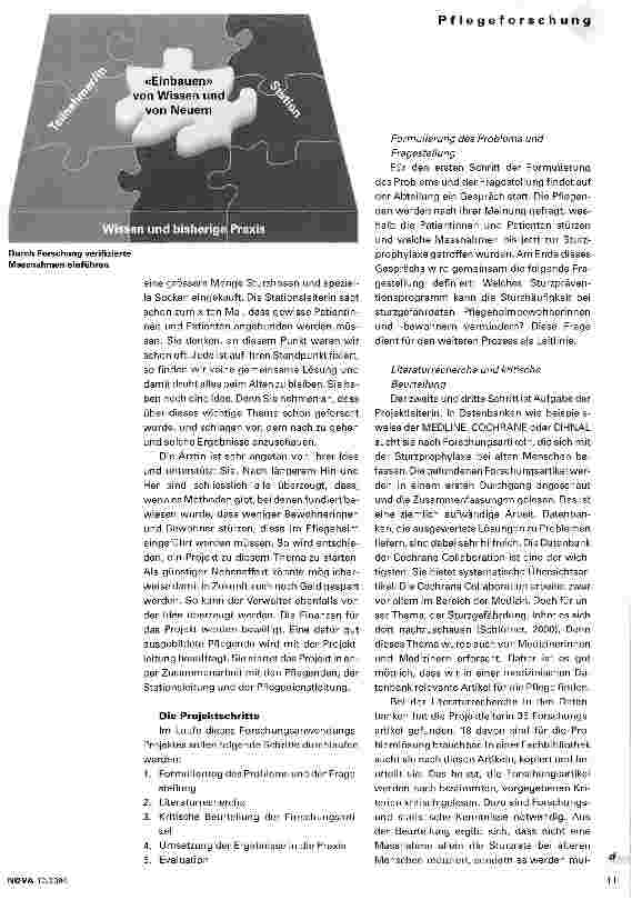 Vorschauseite 2: Von der Erkenntnis zur Anwendung Wie gelangen Forschungsergebnisse in die Pflegepraxis?