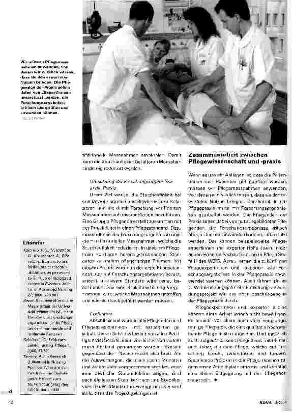 Vorschauseite 3: Von der Erkenntnis zur Anwendung Wie gelangen Forschungsergebnisse in die Pflegepraxis?