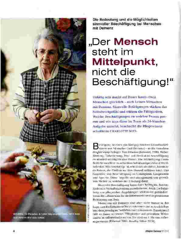 Vorschauseite 1: Der Mensch steht im Mittelpunkt, nicht die Beschäftigung!