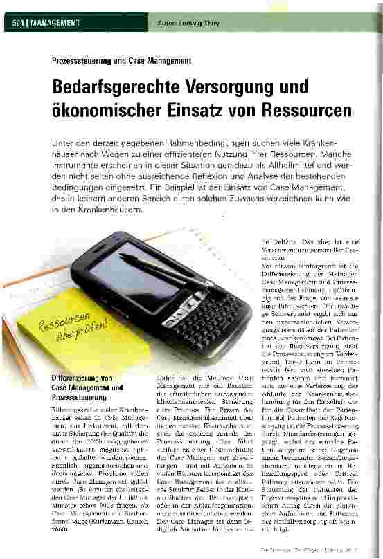 Vorschauseite 1: Bedarfsgerechte Versorgung und ökonomischer Einsatz von Ressourcen