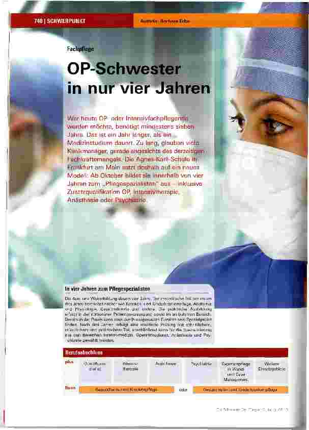 Vorschauseite 1: OP-Schwester in nur vier Jahren