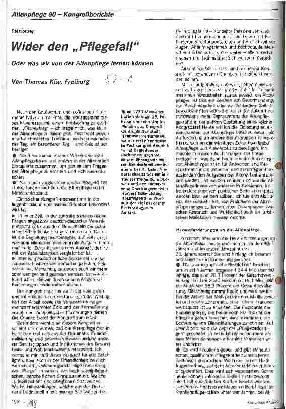 Vorschauseite 1: Festvortrag: Wider den Pflegefall Oder was wir von der Altenpflege lernen können