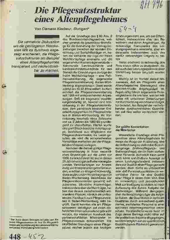 Vorschauseite 1: Die Pflegesatzstruktur eines Altenpflegeheimes