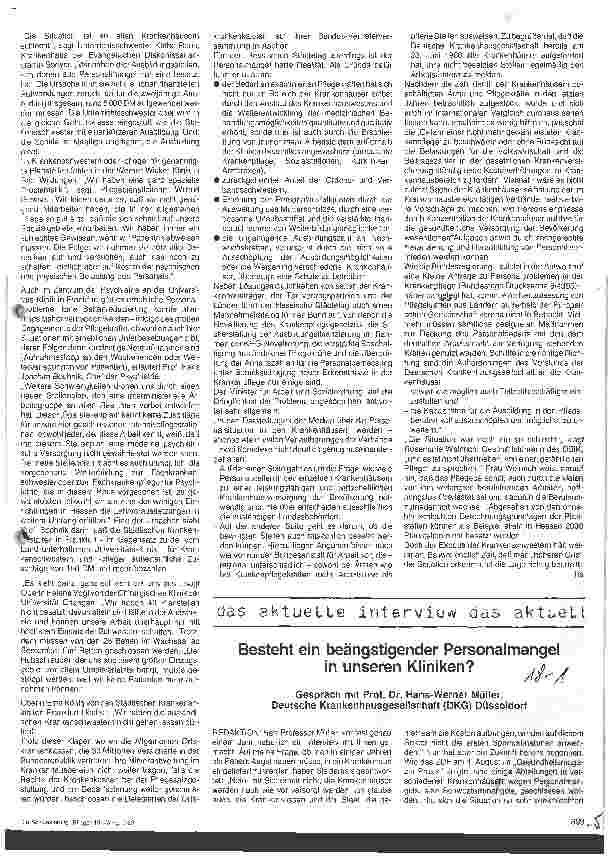 Vorschauseite 1: Besteht ein beängstigender Personalmangel in unseren Kliniken?
