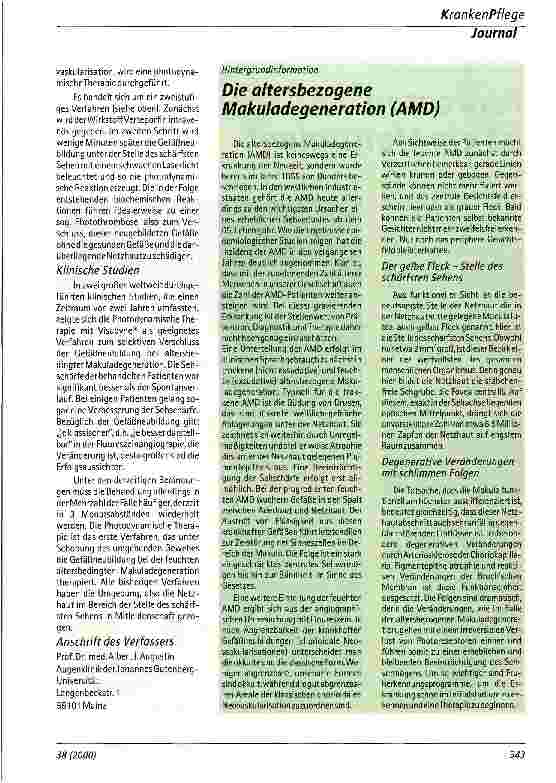 Vorschauseite 2: Die Photodynamische Therapie mit Visudyne (Verteporfin) - eine innovative Therapie zur Behandlung der feuchten AMD