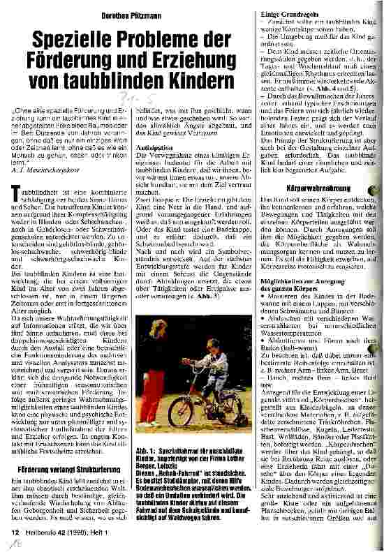 Vorschauseite 1: Spezielle Probleme der Förderung und Erziehung von taubblinden Kindern