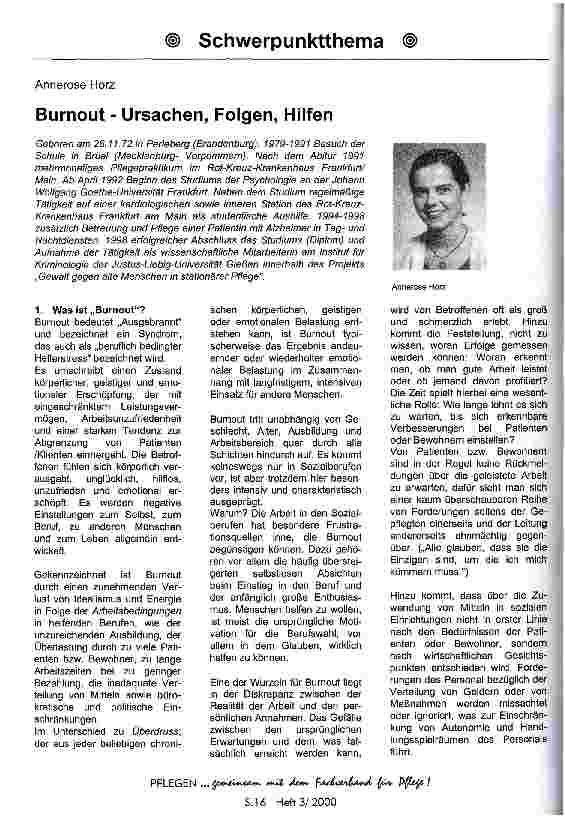 Vorschauseite 1: Burnout - Ursachen, Folgen, Hilfen