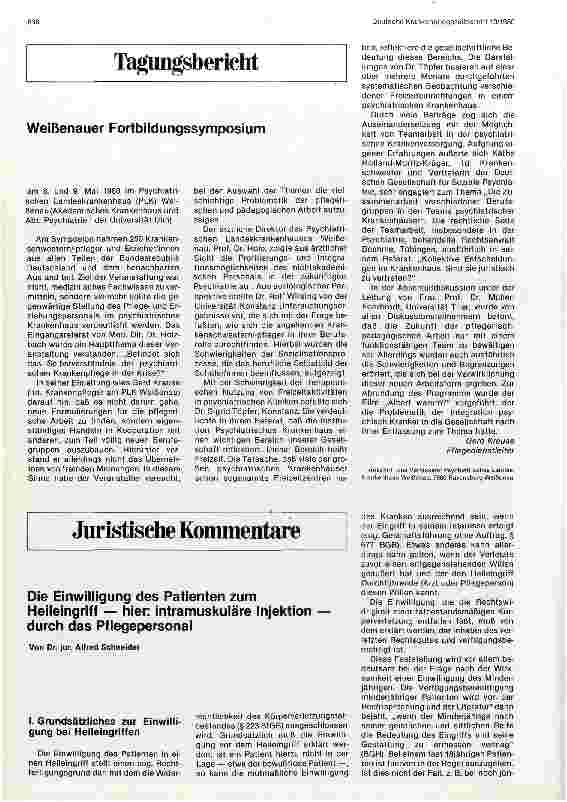 Vorschauseite 1: Die Einwilligung des Patienten zum Heileingriff ; intramuskuläre Injektionen durch das Pflegepersonal