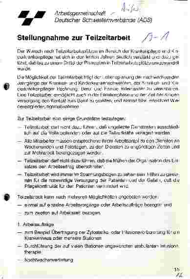Vorschauseite 1: Stellungnahme zur Teilzeitarbeit
