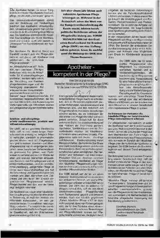 Vorschauseite 1: Apotheker - kompetent in der Pflege?