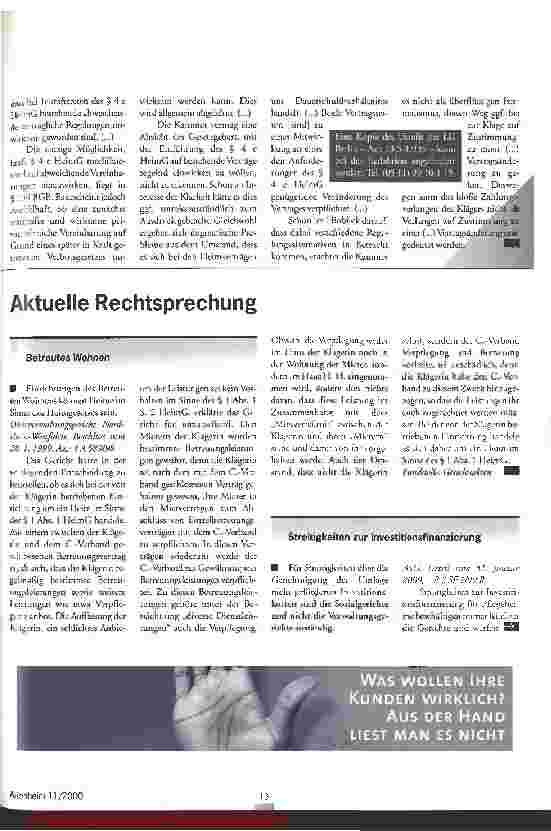 Vorschauseite 2: Das Urteil Begründungspflicht für Entgelterhöhung und § 4e HeimG