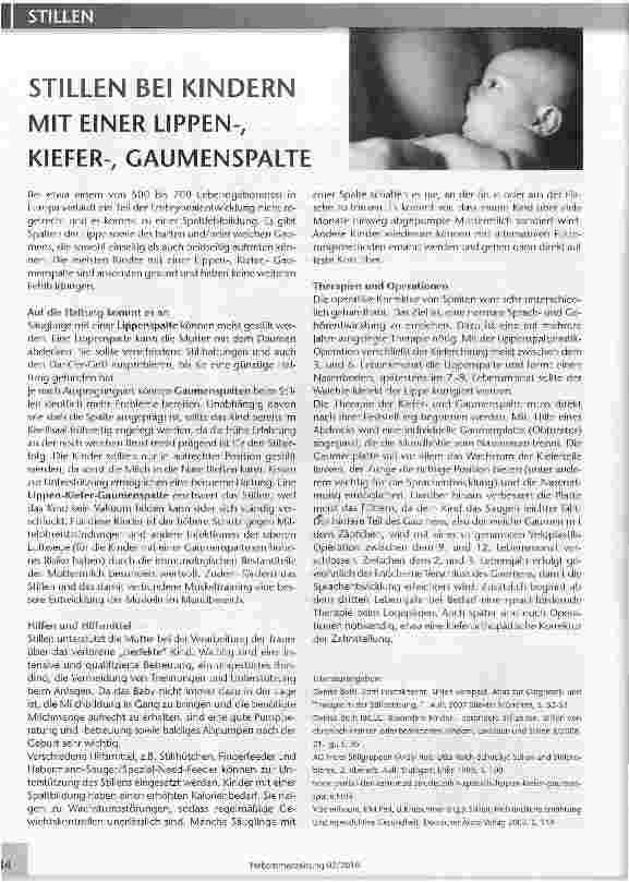 Vorschauseite 1: STILLEN BEI KINDERN MIT EINER LIPPEN-, KIEFER-, GAUMENSPALTE