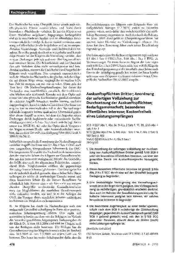 Vorschauseite 1: Auskunftspflichten Dritter; Anordnung der sofortigen Vollziehung zur Durchsetzung der Auskunftspflichten; Bedarfsgemeinschaft; besonderes öffentliches Interesse; Kostenfreiheit ei…