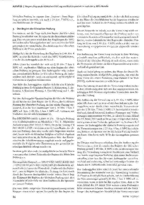 Vorschauseite 3: Beginn der klinischen Prüfung von Medizinprodukten nach der 4. MPG-Novelle bei vor dem 21. März 2010 genehmigten klinischen Prüfungen