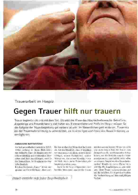 Vorschauseite 1: Gegen Trauer hilft nur trauern