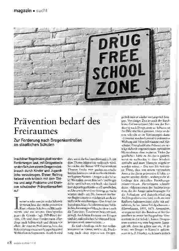 Vorschauseite 1: Prävention bedarf des Freiraumes