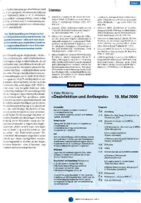 Vorschauseite 3: Schwimmund Badebeckenwasseranlagen Zum Stand der hygienischen Sicherheit
