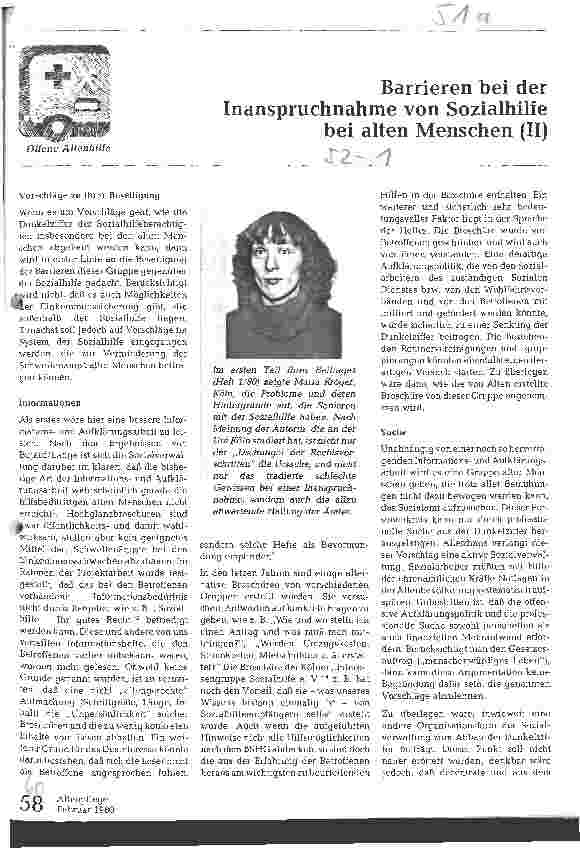 Vorschauseite 1: Barrieren bei der Inanspruchnahme von Sozialhilfe bei alten Menschen (II)