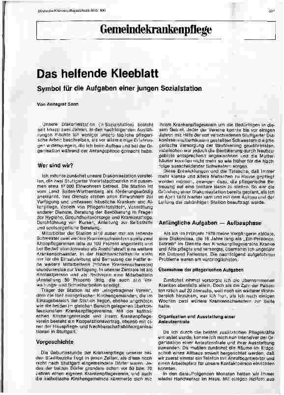 Vorschauseite 1: Das helfende Kleeblatt Symbol für die Aufgaben einer jungen Sozialstation