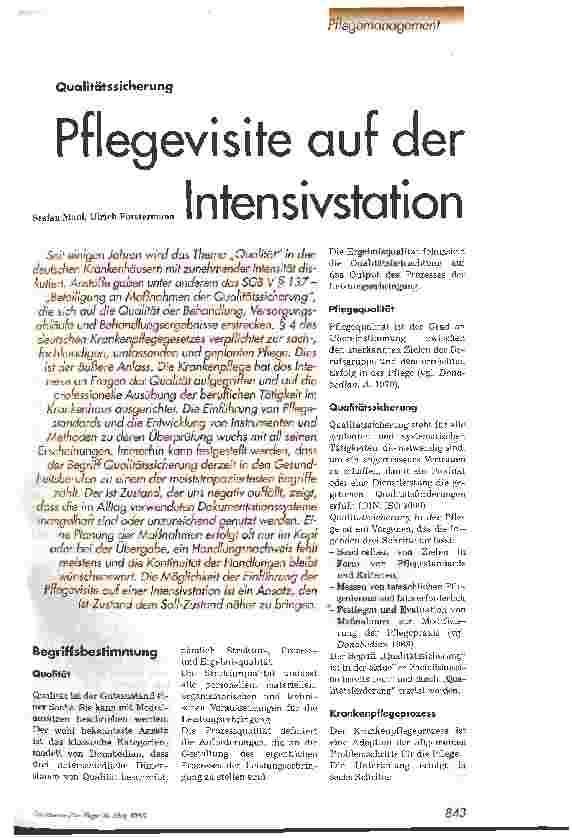 Vorschauseite 1: Pflegevisite auf der Intensivstation Qualitätssicherung