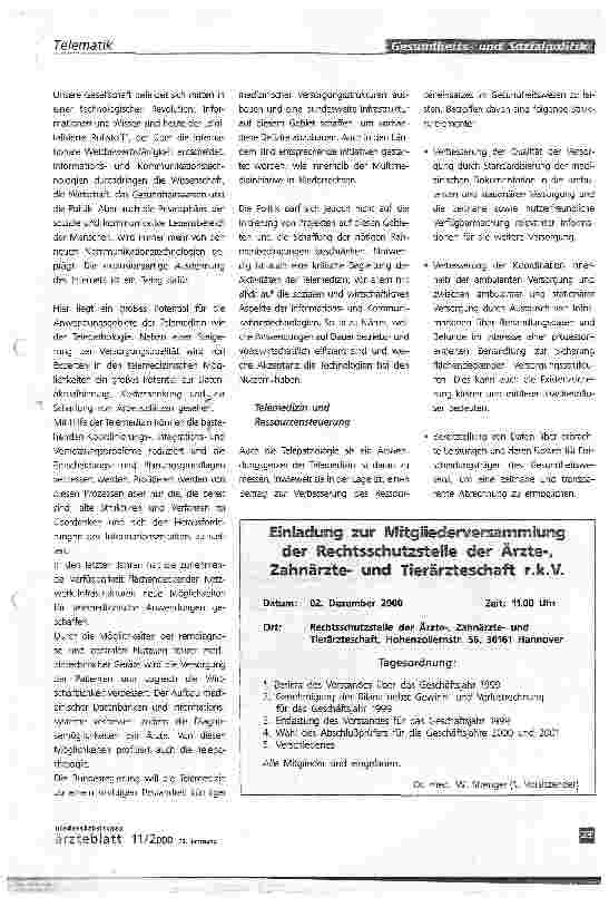 Vorschauseite 2: Telepathologie in einem veränderten gesundheitspolitischen Umfeld
