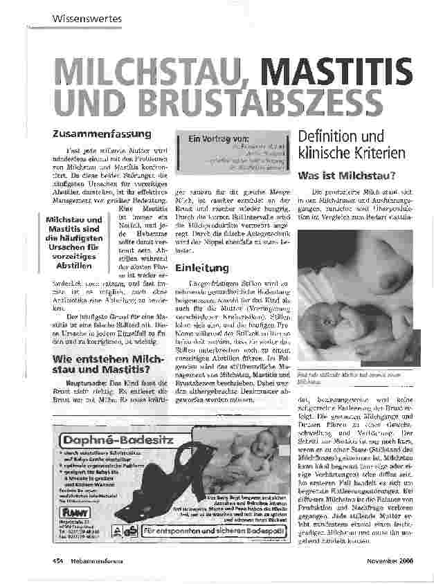 Vorschauseite 1: MILCHSTAU, MASTITIS UND BRUSTABSZESS