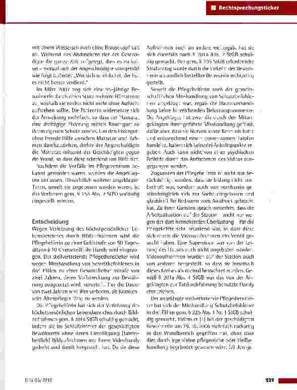 Vorschauseite 2: Misshandlung von Schutzbefohlenen und Verletzung des höchstpersönlichen Lebensbereichs durch Bildaufnahmen AG Düsseldorf vom 26.10.2009 (101 Ls-90 Js 5539/07-72/08)