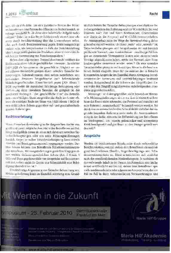 Vorschauseite 2: Ansprüche bei rufund geschäftsschädigender Medienberichterstattung