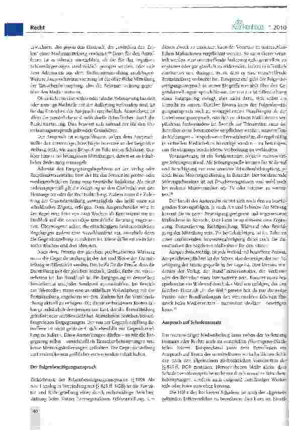 Vorschauseite 4: Ansprüche bei rufund geschäftsschädigender Medienberichterstattung