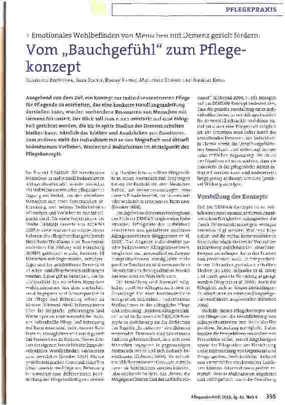 Vorschauseite 1: Vom „Bauchgefühl zum Pflegekonzept