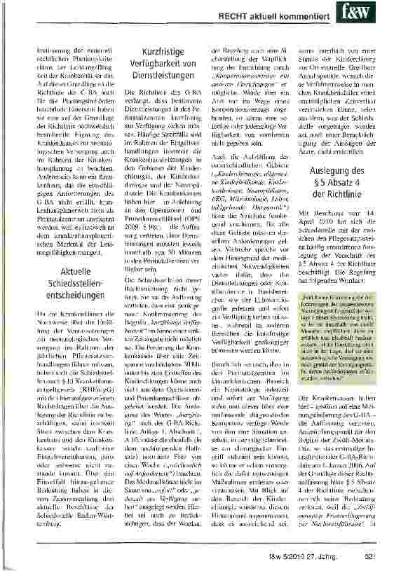 Vorschauseite 3: Das neonatologische Versorgungskonzept des G-BA