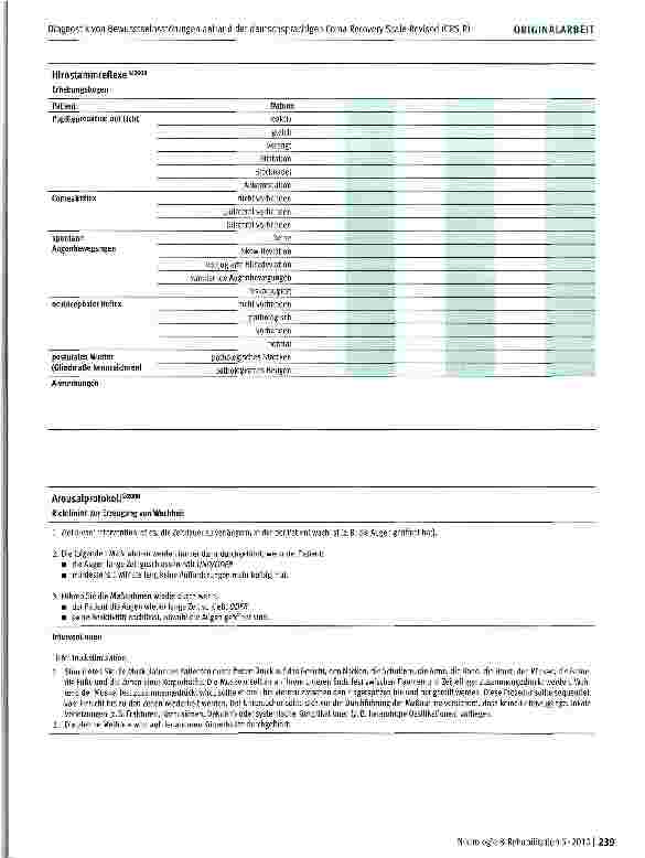 Vorschauseite 2: Anhang: CRS-RJFKComa Recovery Scale - Revidierte deutschsprachige Version®2008Manual für Erhebung und Auswertung