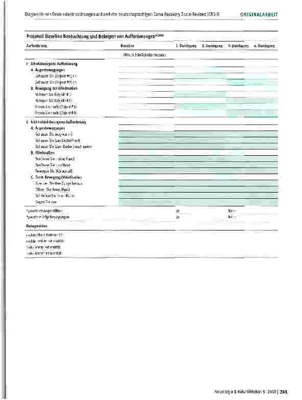 Vorschauseite 4: Anhang: CRS-RJFKComa Recovery Scale - Revidierte deutschsprachige Version®2008Manual für Erhebung und Auswertung