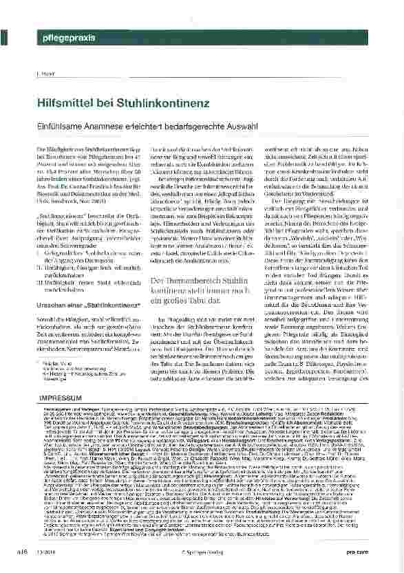 Vorschauseite 1: Hilfsmittel bei Stuhlinkontinenz