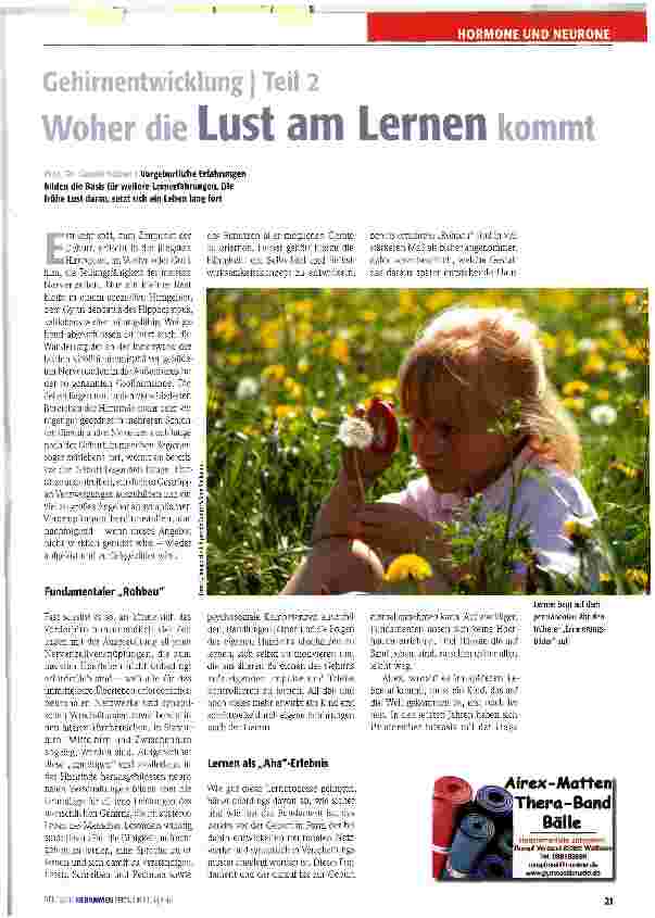 Vorschauseite 1: Gehirnentwicklung | Teil 2 Woher die Lust am Lernen kommt