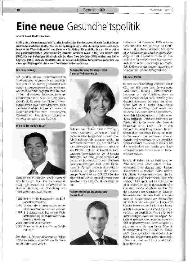 Vorschauseite 1: Eine neue Gesundheitspolitik