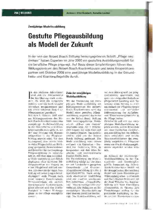 Vorschauseite 1: Gestufte Pflegeausbildung als Modell der Zukunft