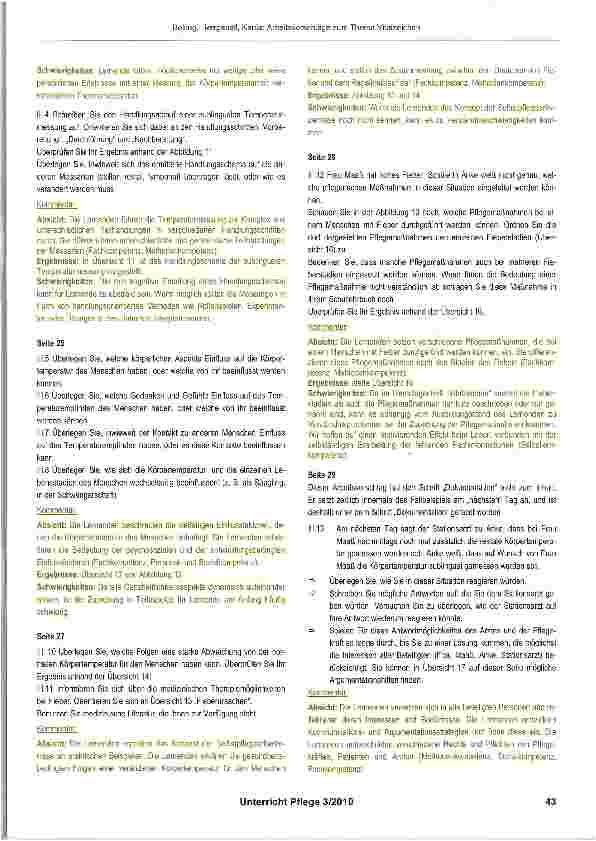 Vorschauseite 3: Arbeitsvorschläge zum Thema „Vitalzeichen - Kommentare und Lösungen